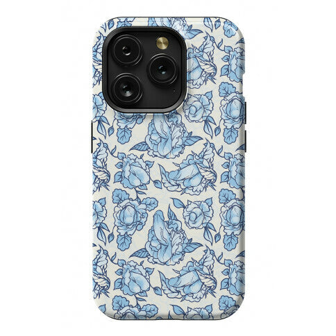 Floral Penis Pattern Blue Phone Case